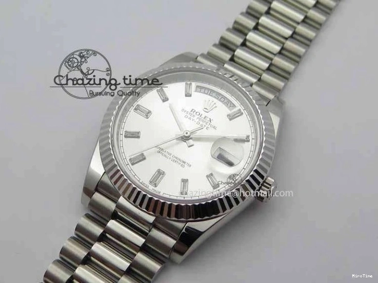 MiroTime 0423 Unisex Day Date 40mm SS BP Maker Best Edition Silver Dial Diamond Markers On SS Bracelet ETA 3690
